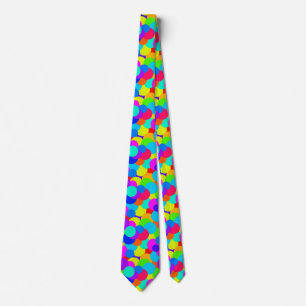 Rainbow Neon Bright Colours Circles Bubbles Cool Tie