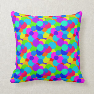 Rainbow Neon Bright Colours Circles Bubbles Teen Cushion