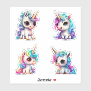 Rainbow Neon Pastel Kawaii Chibi Baby Unicorn