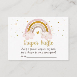 Rainbow Neutral Gold Baby Shower Diaper Raffle Enclosure Card