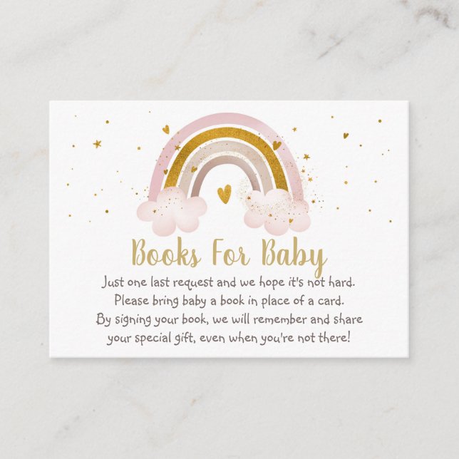Rainbow Neutral Gold Pastel Baby Book Request Enclosure Card (Front)