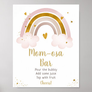 Rainbow Neutral Gold Pastel Baby Shower Mimosa Bar Poster