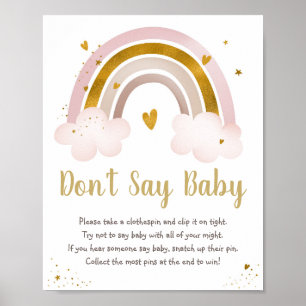 Rainbow Neutral Gold Pastel Don't Say Baby Game Poster