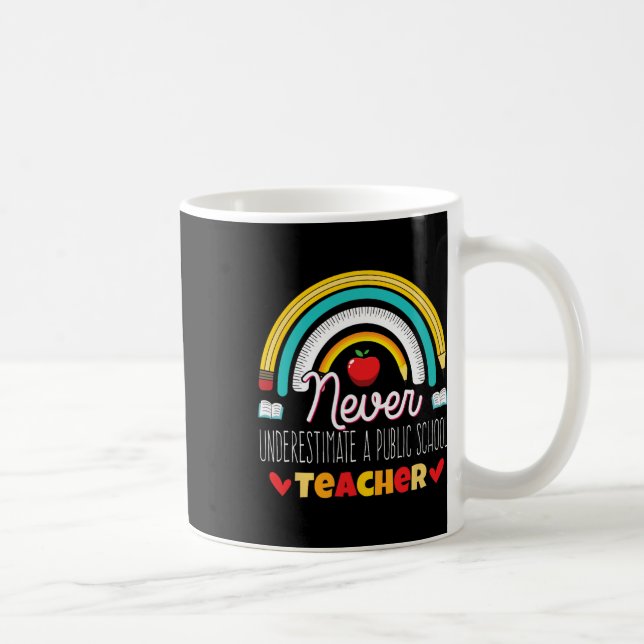 Rainbow Never Underestimate A Public School Teache Coffee Mug (Right)
