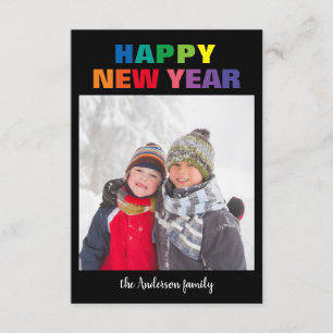 Rainbow New Year Photo - 3x5 Christmas Card