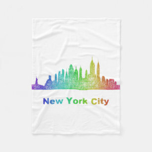 Rainbow New York City skyline Fleece Blanket