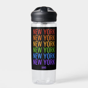 Rainbow NEW YORK custom monogram Water Bottle