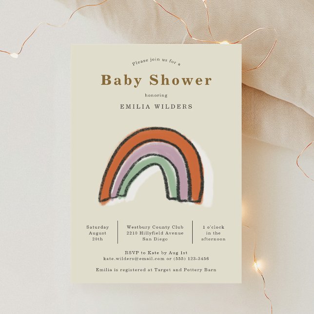 Rainbow Newborn Illustration Baby Shower Invitation (Rainbow Newborn Illustration Baby Shower Invitation)
