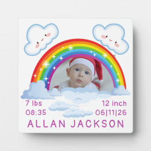 Rainbow Newborn Photo personalised Baby Gift Plaque