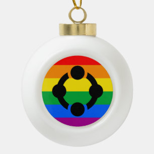 Rainbow Niche Pride Flag Ceramic Ball Christmas Ornament