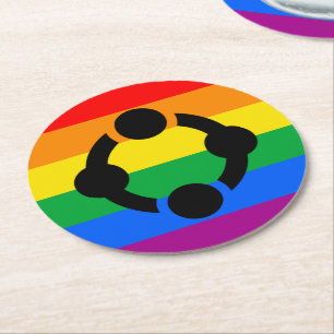 Rainbow Niche Pride Flag Round Paper Coaster