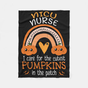 Rainbow Nicu Nurse Cutest Pumpkins In The Patch Ha Fleece Blanket
