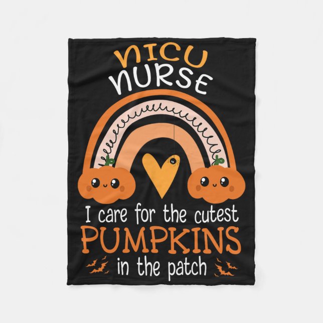 Rainbow Nicu Nurse Cutest Pumpkins In The Patch Ha Fleece Blanket (Front)