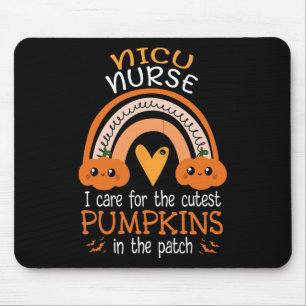 Rainbow NICU Nurse Cutest Pumpkins In The Patch Ha Mouse Mat
