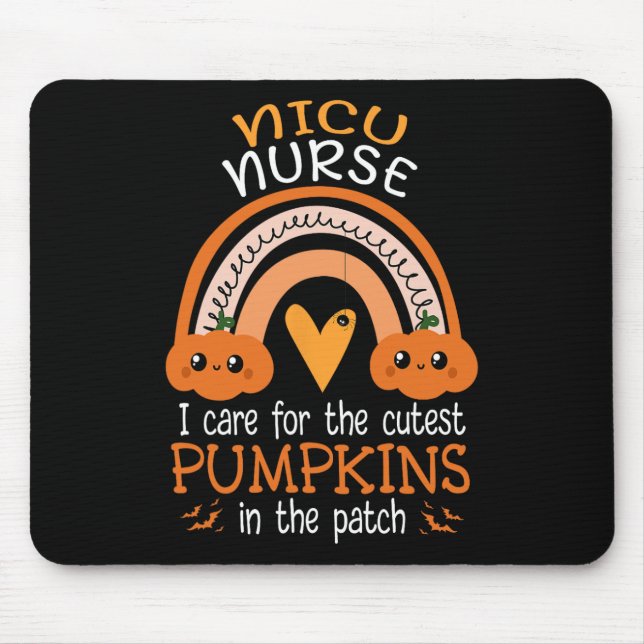 Rainbow NICU Nurse Cutest Pumpkins In The Patch Ha Mouse Mat (Front)