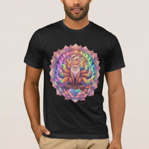 Rainbow Nine Tailed Fox Kitsune Mandala T-Shirt