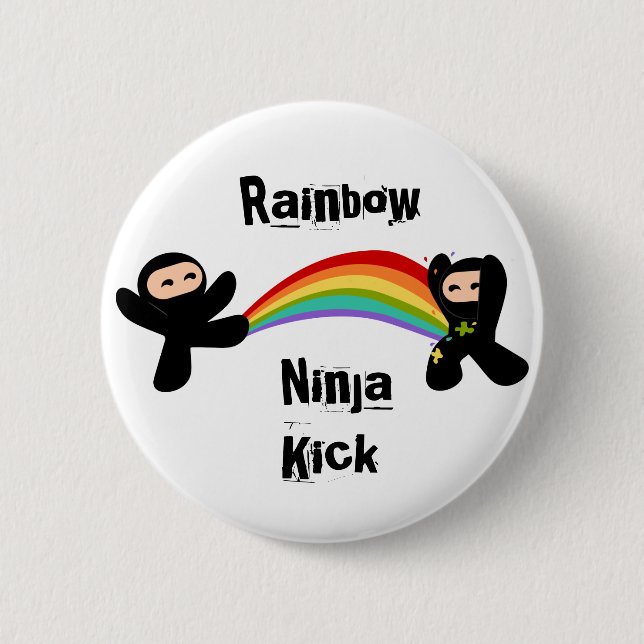 Rainbow Ninja Kick 6 Cm Round Badge (Front)