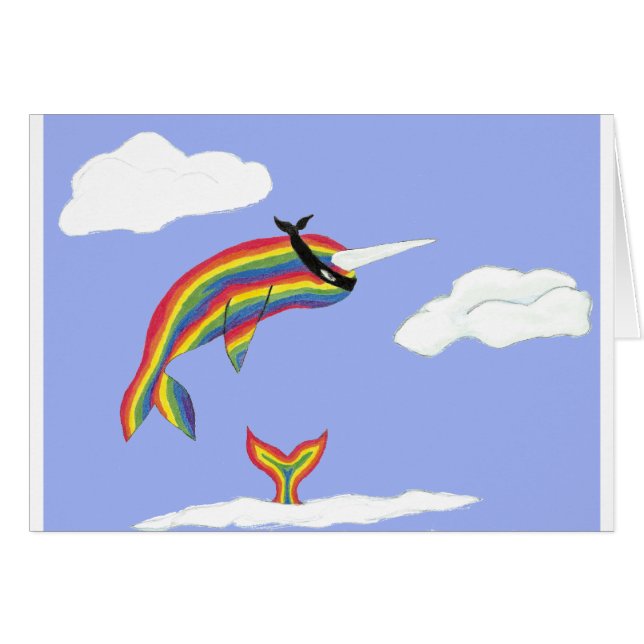Rainbow Ninja Narwhal That Flies (Front Horizontal)