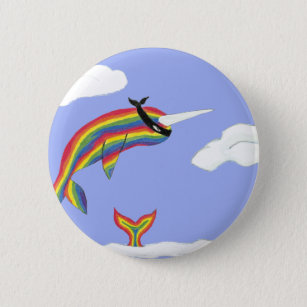 Rainbow Ninja Narwhal That Flies 6 Cm Round Badge