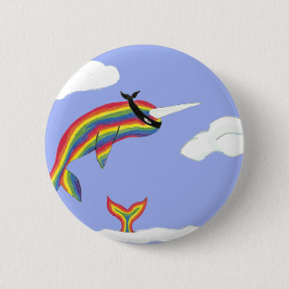 Rainbow Ninja Narwhal That Flies 6 Cm Round Badge