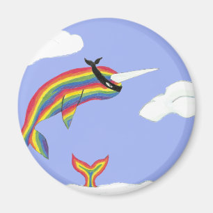 Rainbow Ninja Narwhal That Flies Magnet