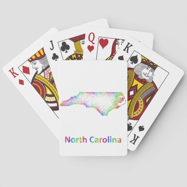 Rainbow North Carolina map Playing Cards (Back)