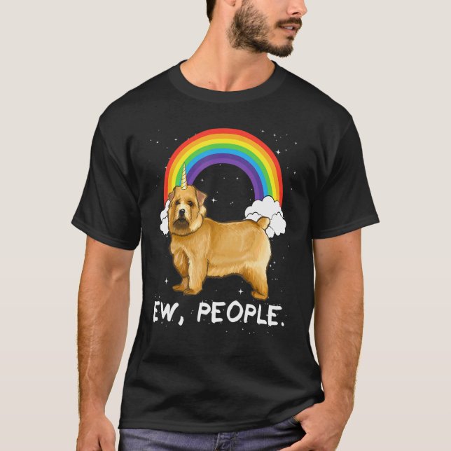 Rainbow Norwich Terrier Ew People Unicorn Dog T-Shirt (Front)