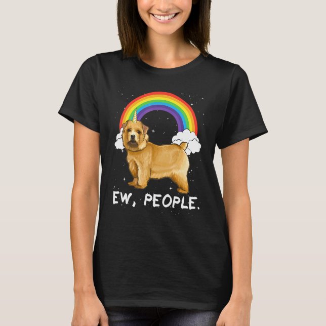 Rainbow Norwich Terrier Ew People Unicorn Dog T-Shirt (Front)