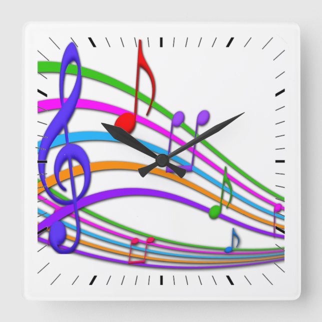 Rainbow Notes Music Wall Clock (Front)