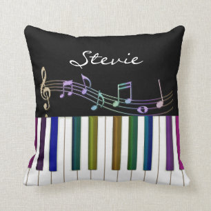 Rainbow Notes Piano Keyboard Personalised Pillow