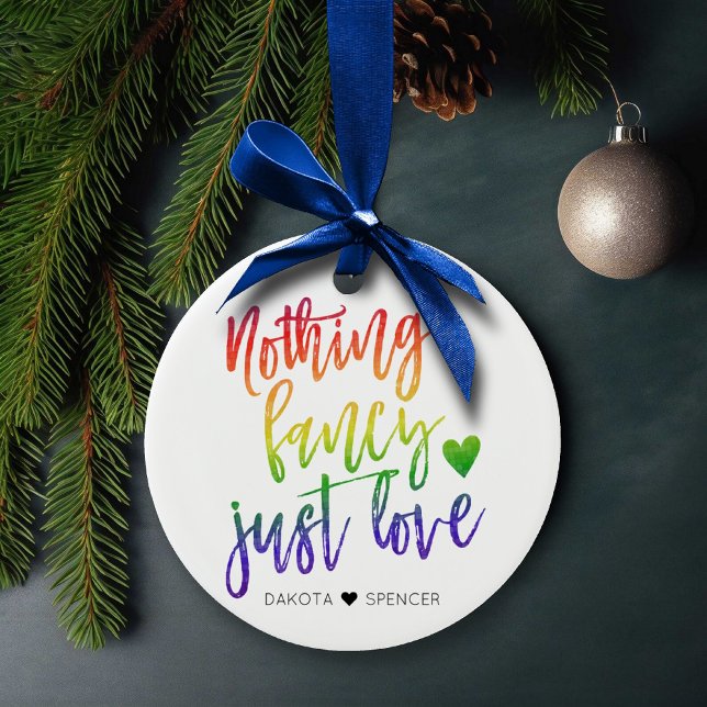 Rainbow Nothing Fancy Just Love | Casual Wedding Ceramic Tree Decoration (Creator Uploaded)