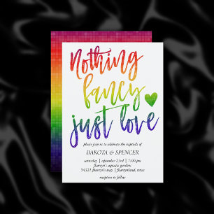 Rainbow Nothing Fancy Just Love   Casual Wedding Invitation