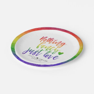 Rainbow Nothing Fancy Just Love   Casual Wedding Paper Plate
