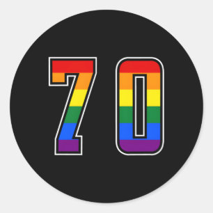 Rainbow Number 70 Team Junior Numbered Uniform Classic Round Sticker