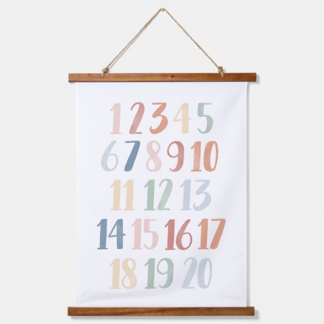 Rainbow Numbers 1-20 Classroom Decor Hanging Tapestry (Front)
