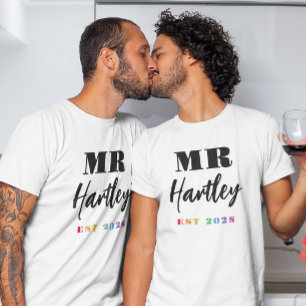 Rainbow Numbers Mr Last Name Year Established T-Shirt