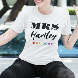 Rainbow Numbers Mrs Last Name Year Established T-Shirt