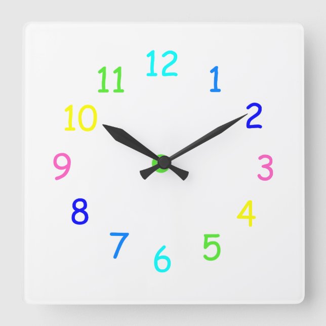 Rainbow Numbers Wall Clock (Front)