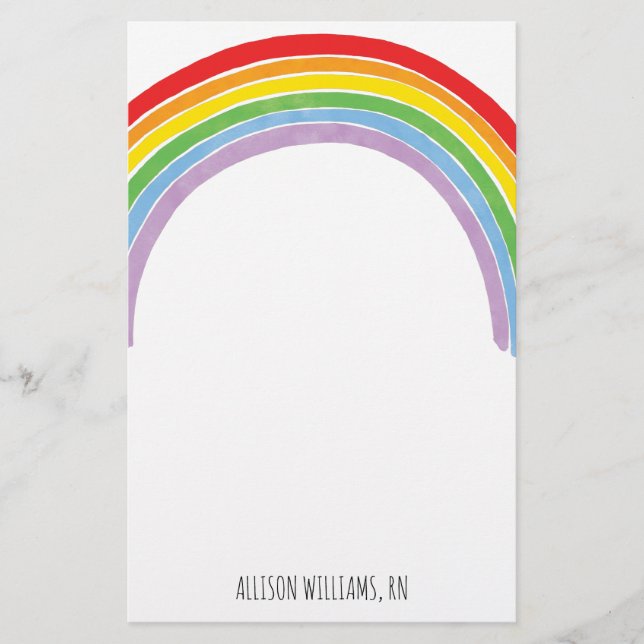 Rainbow Nurse Name Stationery (Front)