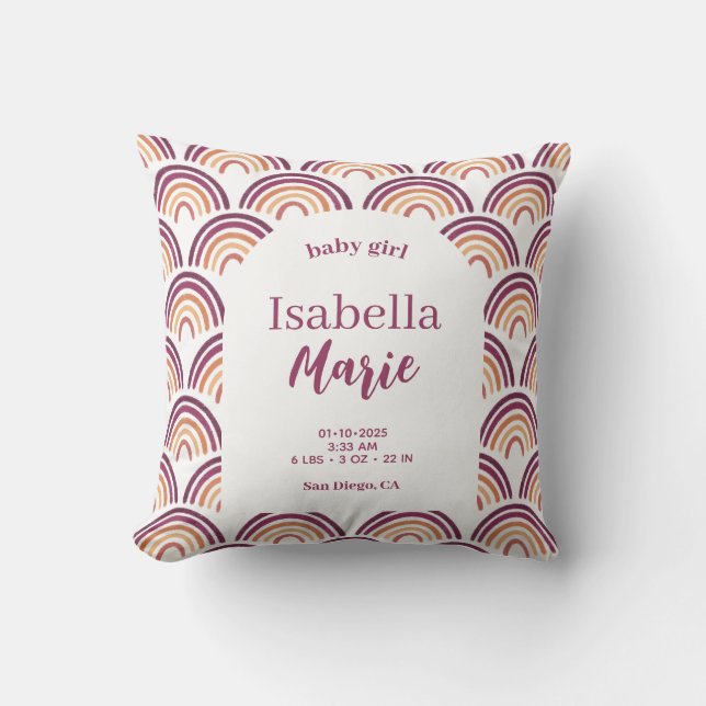 Rainbow Nursery Keepsake Throw Pillow (Front)