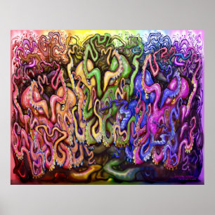 Rainbow Octopi Tentacles Poster