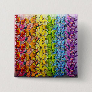 Rainbow of Butterflies 15 Cm Square Badge