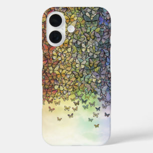 rainbow of butterflies aflutter iPhone 16 case