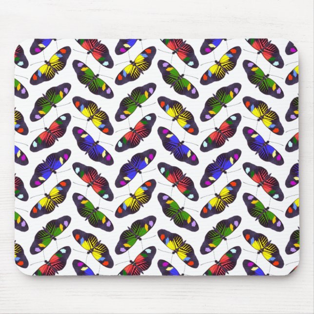 Rainbow of Butterflies Mousemat (White) (Front)