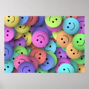 Rainbow of Colorful Happy Faces Poster