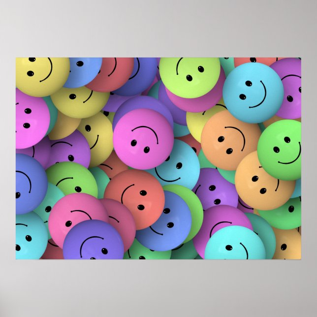 Rainbow of Colorful Happy Faces Poster (Front)