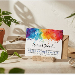 rainbow of colour Change of address we've moved Holiday Postcard