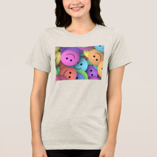 Rainbow of Colourful Happy Faces Tri-Blend Shirt