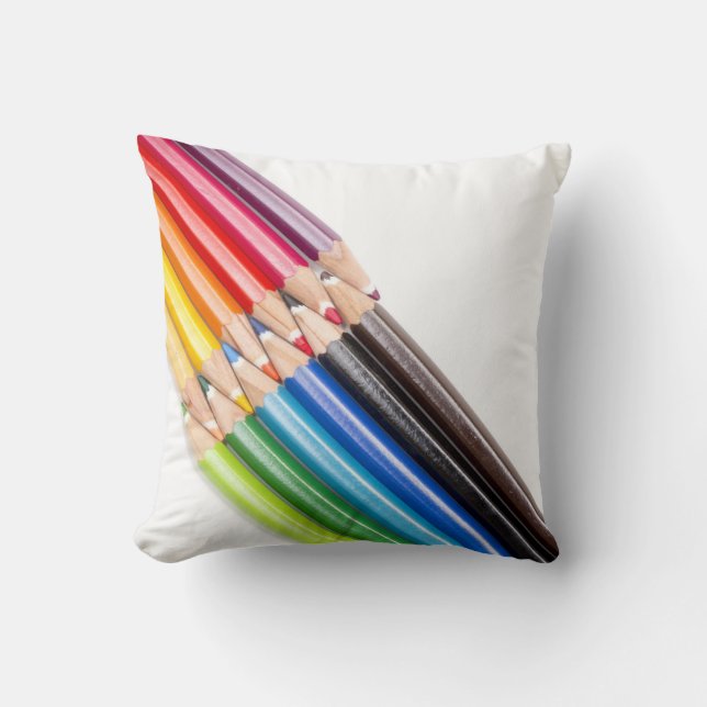 Rainbow of colouring pencils cushion (Front)