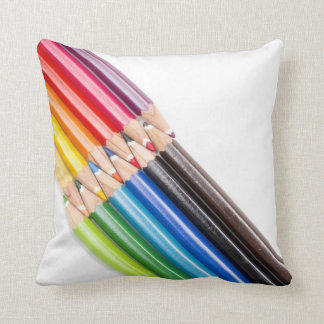 Rainbow of colouring pencils cushion